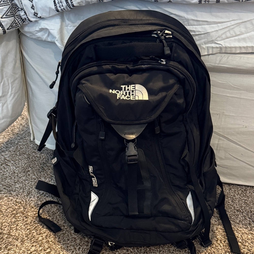 The North Face Black and White Backpack